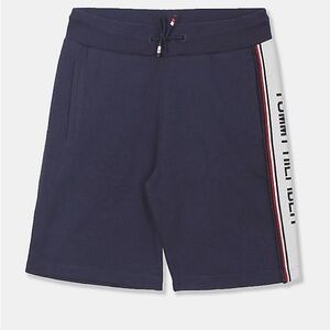 TOMMY HILFIGER KIDS Boys Navy Drawstring Waist Contrast Brand Tape Shorts
